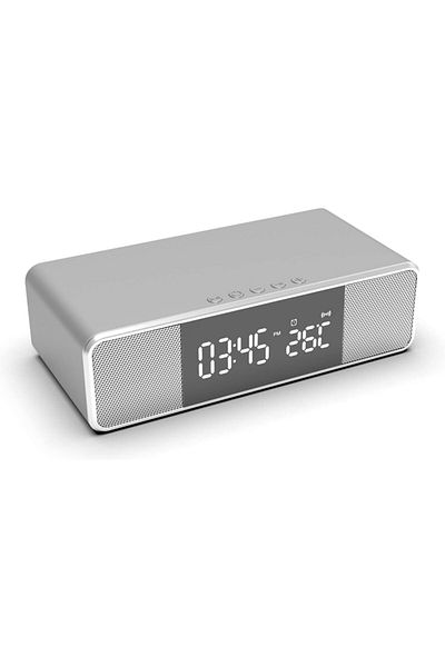 COOYA Wireless Speaker, Fast Charging Stand, Alarm Clock, Time Temperature Display with USB Output