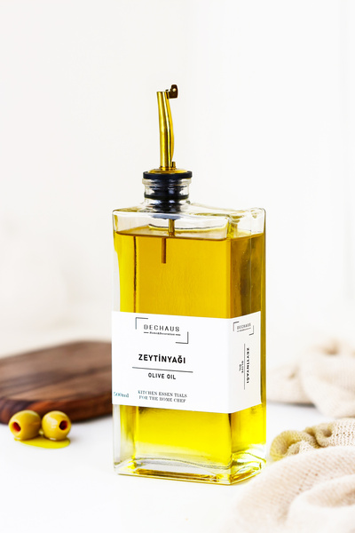 DECHAUS Premium Glass Oil Pot 500ml Gold, 4 Pieces