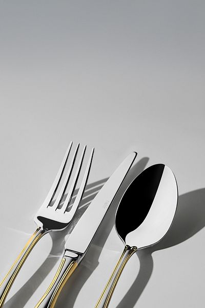 Nehir Lalezar Gold Satin - 36 Piece Spoon knife Set for 6 People