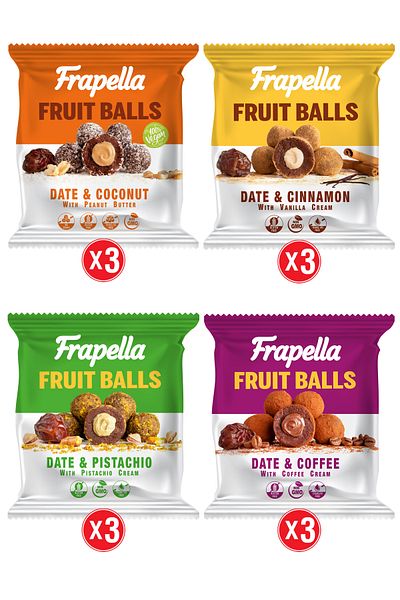 Frapella Package of 12 Pieces of Content Filler Date Balls Against 40 Gram Size