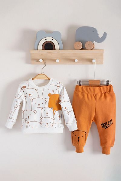 TRENDİMİZBİR Hello Bears Printed Baby Girl Unisex 2 Rope Set