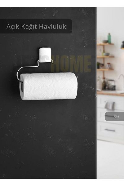 Jet's Home Adhesive Paper Towel Holder Stainless Napkin Holder Steel Bathroom Towel Holder Organizer Gray