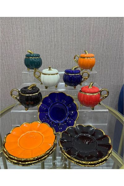 Lavin Set of Honey Pumpkin Cup with Footed Color Lid