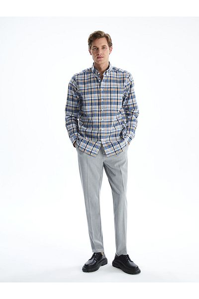 LC Waikiki Regular Fit Long Sleeve Plaid Poplin Men's Shirt