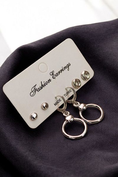 EUROMODA 3-Piece Earring Set with Ball Earrings - Special Design