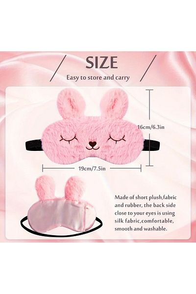 SS HOME CONCEPT Pink Plush Rabbit Ears Sleeping Glasses, Sleeping Eye Patch