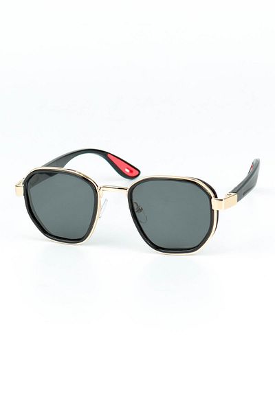 Di Caprio Unisex Yellow Black Polarized Protected Geometric Model Sunglasses