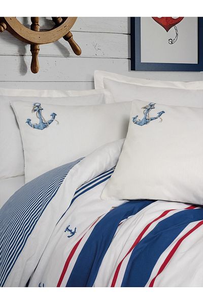 Cotton Box Maritime Double Duvet Cover Set - Brine Ecru