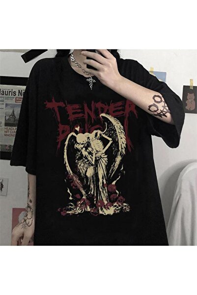 Köstebek Siyah Tender Skeleton Angel Couple (unisex) T-shirt