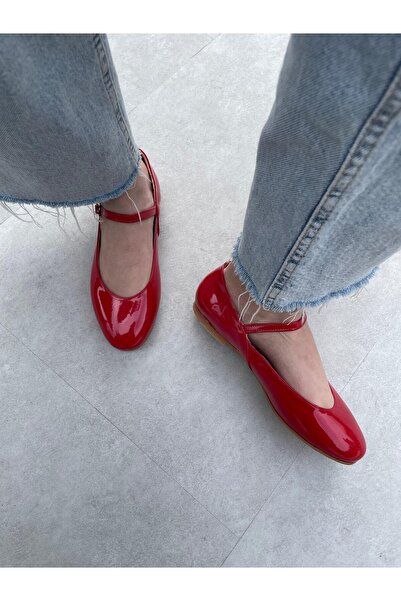 Elvinin Tarzı Lina Red Patent Leather Ballerinas