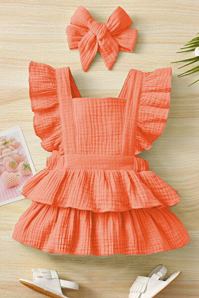 gumbuloy X Silk Atlas Ruffled Muslin Cotton Fresh Natural Dress