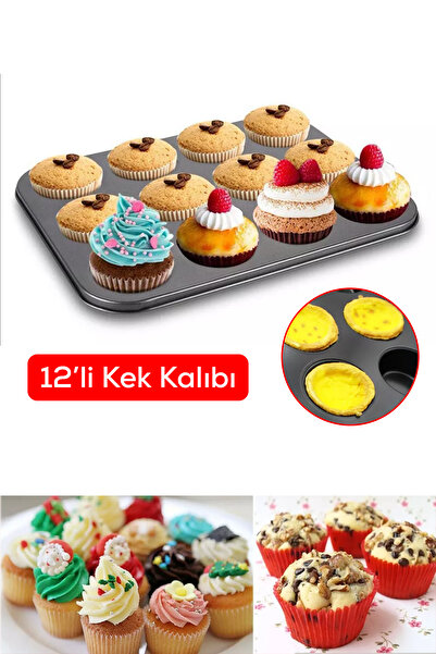 MUJGAN 12'li Yapışmaz Muffin Cupcake Kek Kalıbı