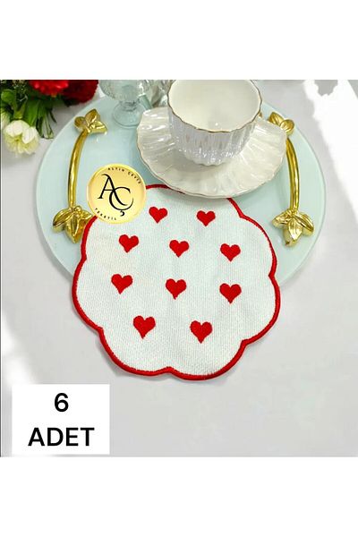 Çt Çeyizci Tekstil Presentation Napkin, Cocktail Napkin, Coffee Side Presentation Holder, Cup Pad 6 Pieces Presentation Napkin