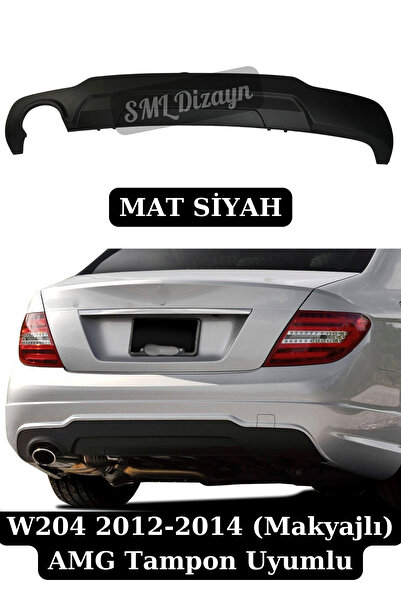 SML Dizayn 2012-2013-2014 Mercedes W204 C180-C200 Amg Difüzör Difizör Mat Siy...
