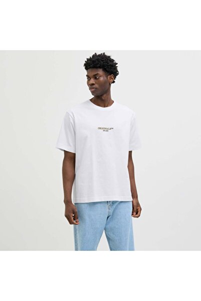 Jack & Jones Ανδρικό μπλουζάκι Jorislington Crew με κοντό μανίκι 100% βαμβάκι 12273157   Λευκό