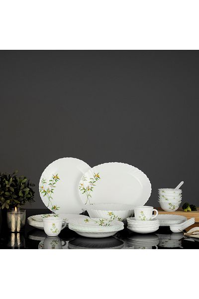 ROYALFORD 44 Pcs Opalware Dinner Set Floral Design Rf10678 Dishwasher Safe Freezer Safe Service For 6