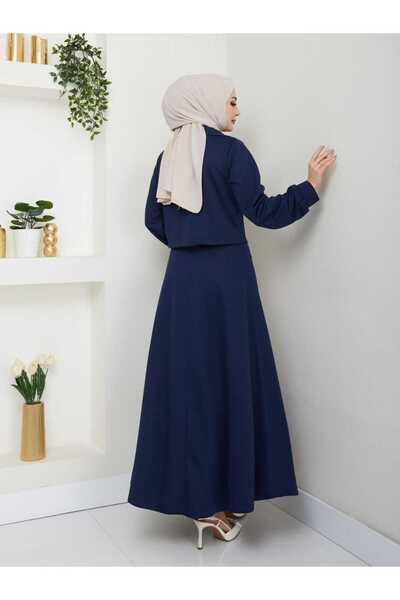 ESLEMNUR Biker Jacket Skirt Suit Button Detail