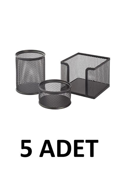 KRAF Σετ 5 τεμαχίων διάτρητη επιτραπέζια θήκη για στυλό 3 τεμαχίων 470g Μαύρο