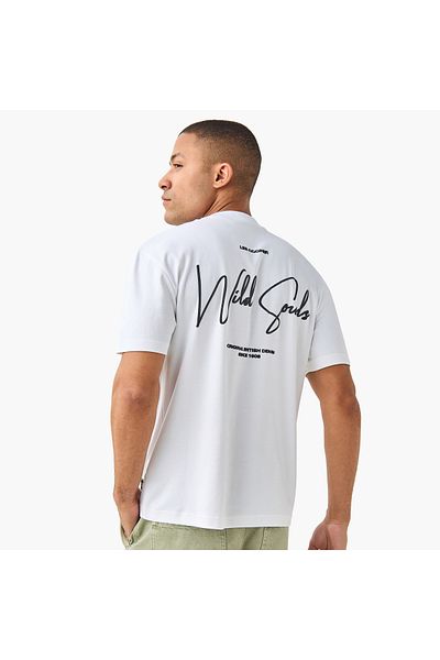 Lee Cooper Printed Crew Neck T-shirt with Short Sleeves