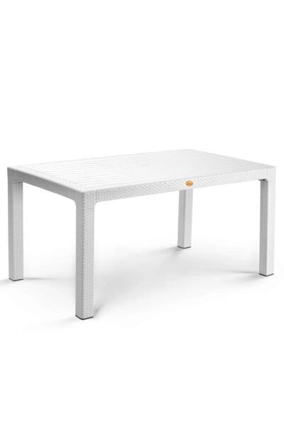 nar sokağı Camsız Beyaz 90x150 Cm Rattan Bahçe Balkon Masası