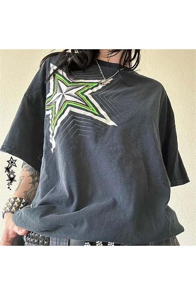 Köstebek Unisex Smoked Grün Cyber Grunge T-shirt - Big Star
