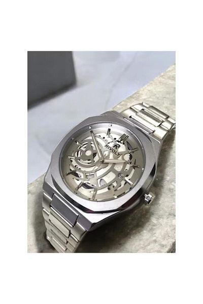 Rivoly Men's Stainless Steel Analog Quartz Date Display Watch Easy to Read Fashion Design Waterproof