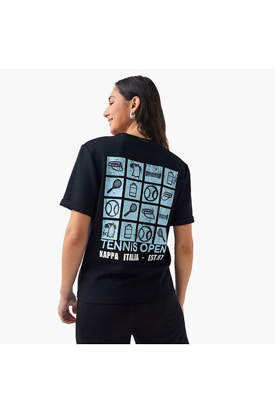 Kappa Logo Print Crew Neck T-shirt with Short Sleeves