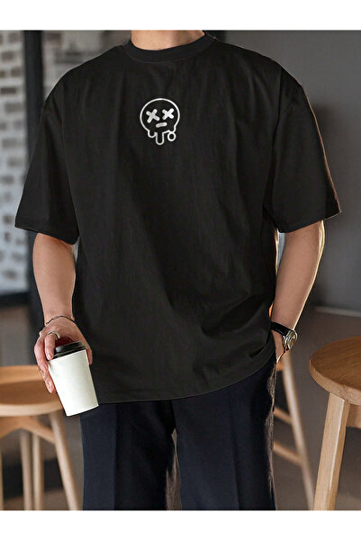 De Carte X Emoji Front Printed Men's Oversize Crew Neck Seasonal T-Shirt