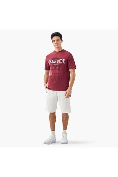 Adot Typographic Print Crew Neck T-shirt with Short Sleeves
