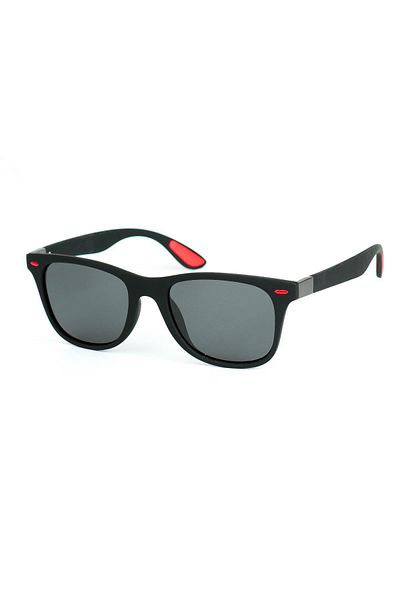 Di Caprio Unisex Black Polarized Protection Rectangular Model Sunglasses