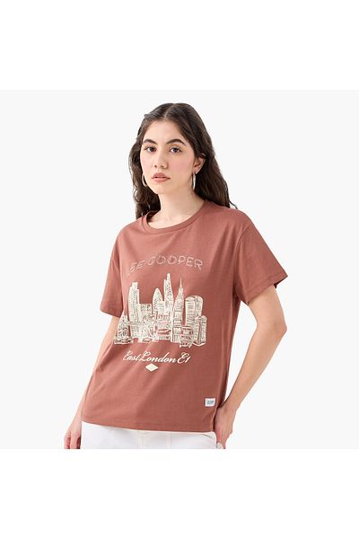 Lee Cooper Lee Cooper Printed T-shirt with Crew Neck and Raglan Sleeves