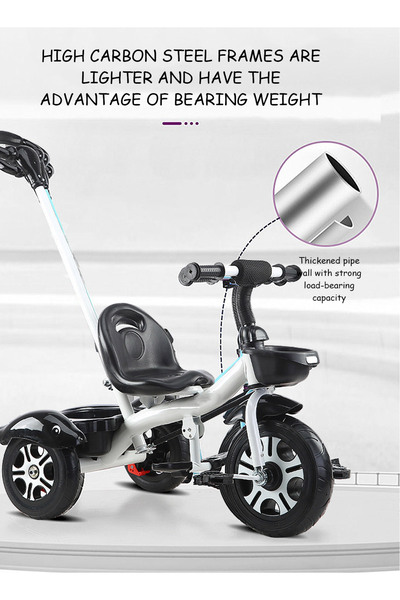 Ma Baby Tricycles for Kids, with Storage Basket and Push Handle, Trike for 1-6 Years Boys and Girls