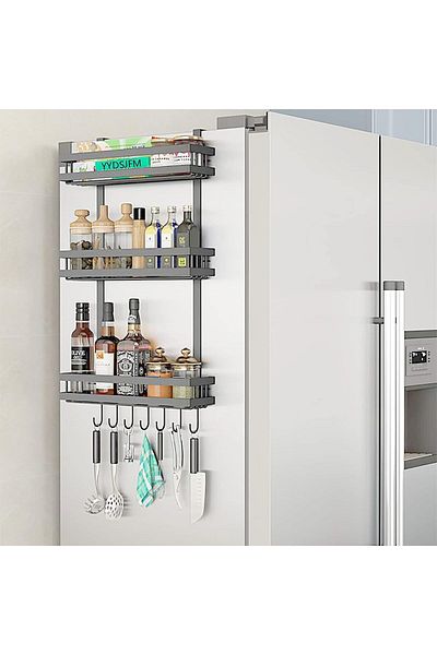 COOYA Magnetic Spice Rack, 3 Tier Fridge Magnet Organizer, Space-Saving for Small Kitchen Apartment