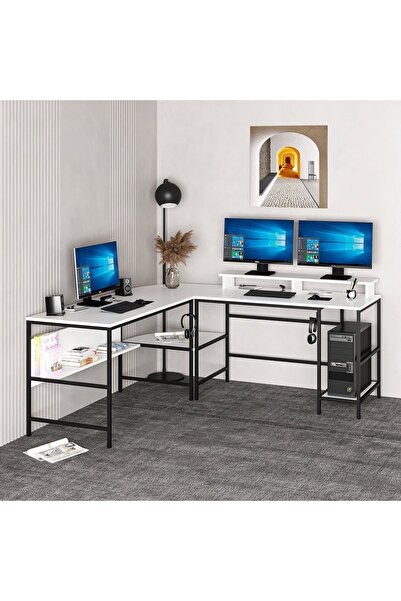 Minar Greta Köşe Masa Set-Beyaz