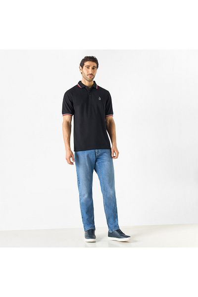 Emperor تي شيرت بولو مطرز بشعار Emperor Jeans مع تفاصيل جانبية