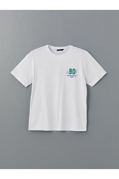 LC Waikiki Tricou pentru bărbați din bumbac pieptănat cu mânecă scurtă cu decolteu