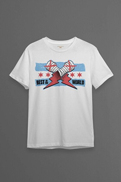 Kendim Seçtim Tricou alb pentru bărbați Mănuși Blue Flag CM Punk Blue Flag Fi...