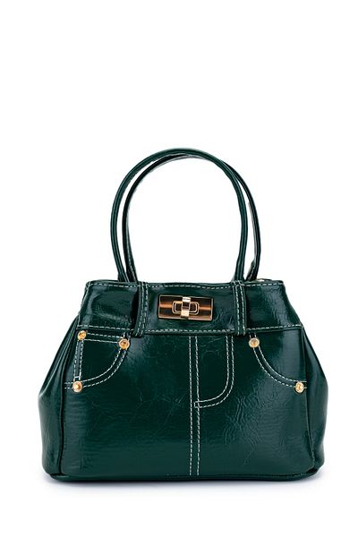 minebag Geantă de damă din piele Susi - Dirty Green Colorakİ cu aspect Jean și stil Crossed Arrow