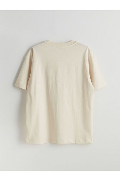 LC Waikiki Lcw Vision Beige Crew Neck Printed Combed Cotton Men's T-Shirt