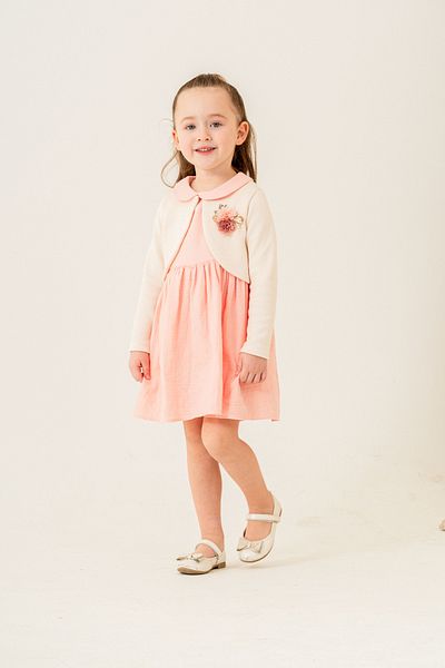 Eray Kids Tricotaj Bolero Rochie fără mâneci pentru fetiță, cu guler de muselină, cu detalii de flori
