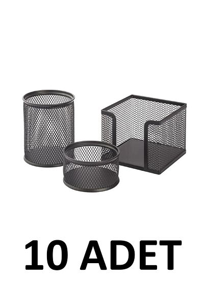 KRAF Σετ 10 τεμαχίων διάτρητης επιφάνειας επιτραπέζιας θήκης στυλό 3 τεμαχίων 470g Μαύρο