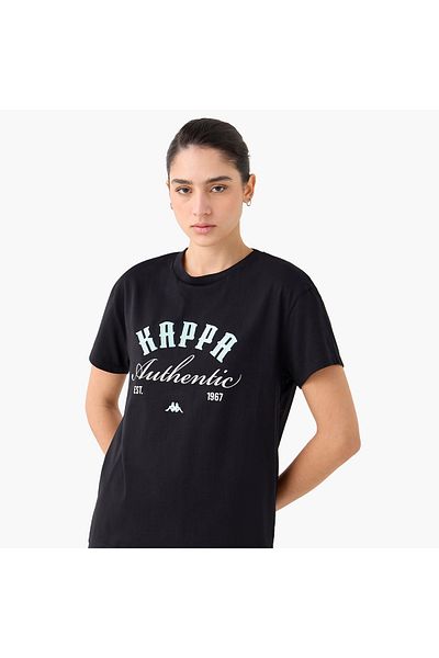 Kappa Graphic Print T-shirt with Crew Neck and Short Sleeves