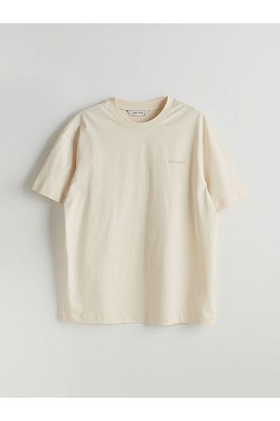 LC Waikiki Lcw Vision Beige Crew Neck Printed Combed Cotton Men's T-Shirt