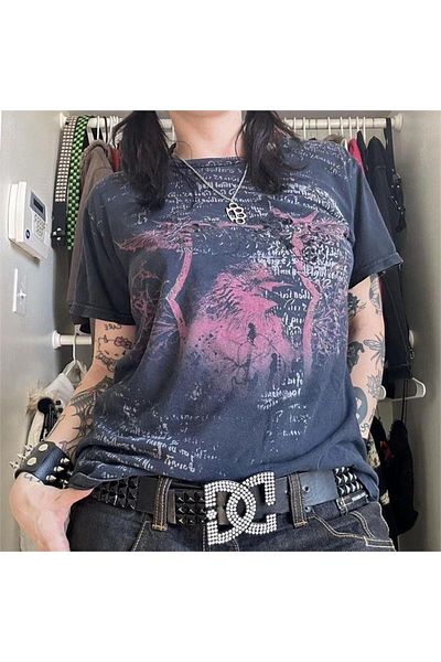 Köstebek Μπλουζάκι Unisex Smoked Vintage Winged Beast Cyber Grunge