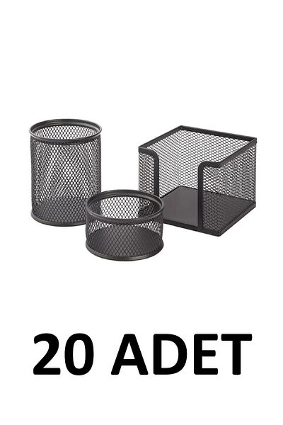 KRAF Σετ 20 τεμαχίων διάτρητη επιτραπέζια θήκη για στυλό 3 τεμαχίων 470g Μαύρο