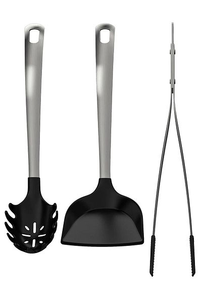 Binbirreyon 3 Piece Serving Set Stainless Steel with Handle Tongs 33cm Ra460