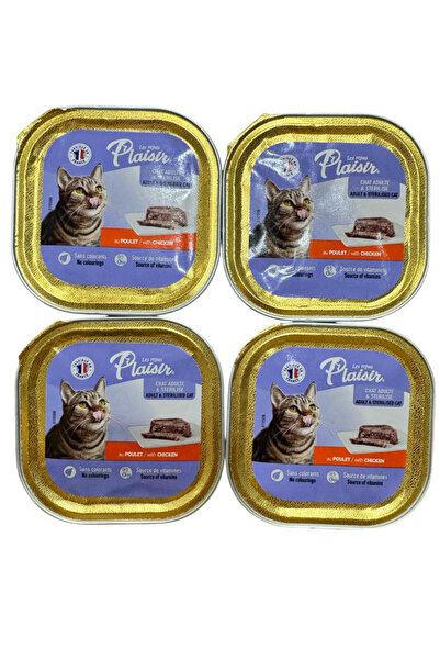 Plaisir Pate 100gr Tavuk Etli 4 adet Yaş Kısır Kedi Maması