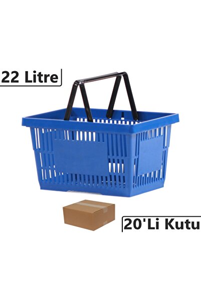 Marketix Plastik Market Alışveriş El Sepeti 22 Litre Mavi 20'li Koli