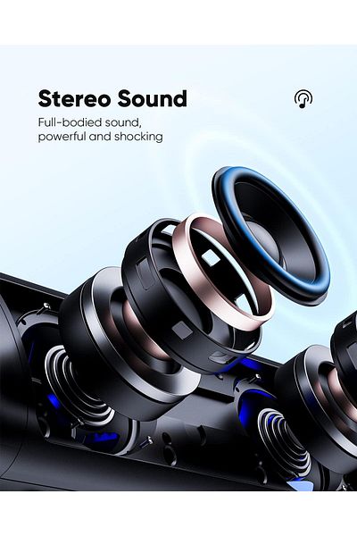 COOYA Bluetooth Speaker, Waterproof Wireless, HD Sound, Up to 20H Playtime, for Home, Party, Black