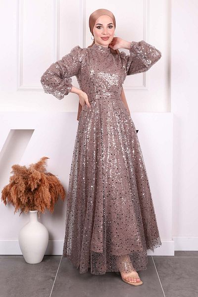 İmajButik Βραδινό φόρεμα με παγιέτες με χάντρες